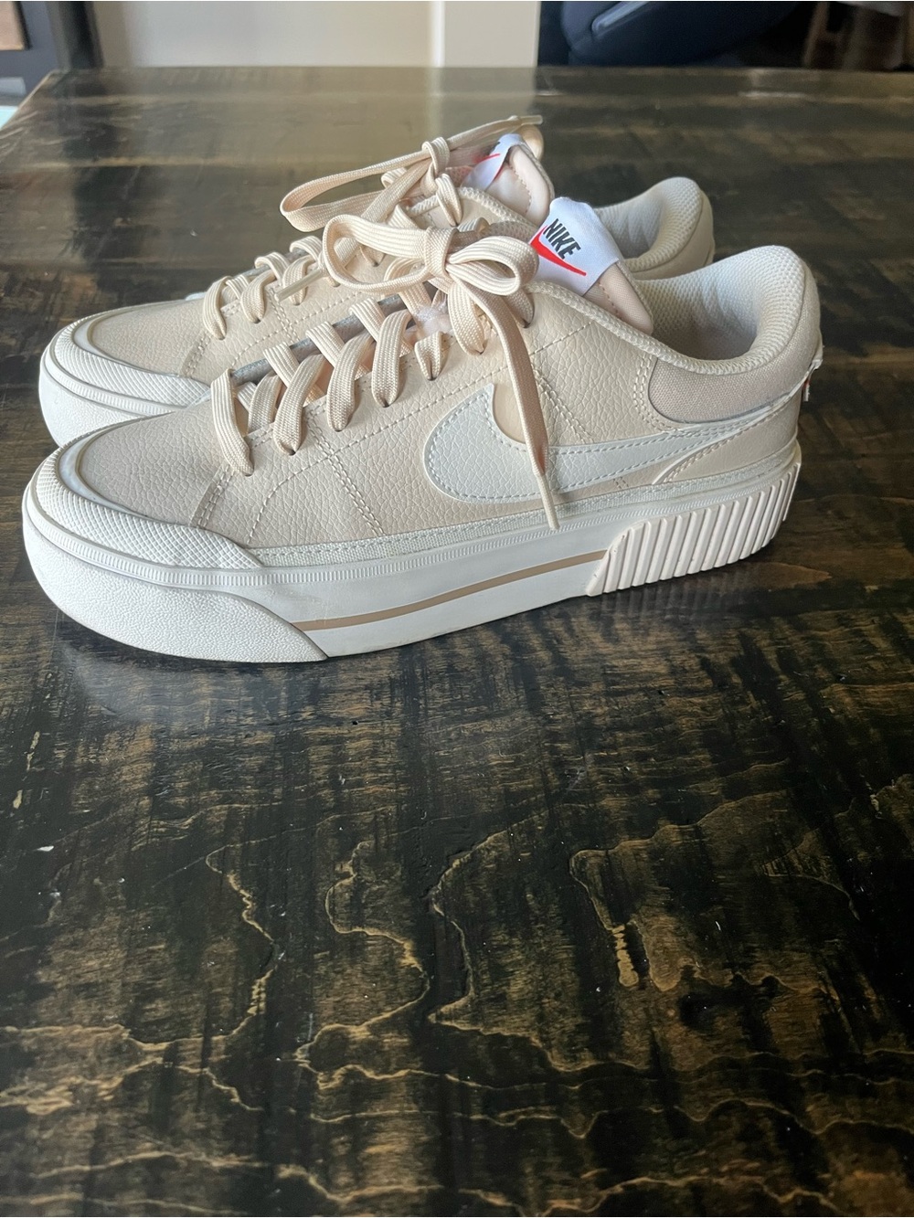 Nike Women’s Low-Top Platform Sneakers in Light Beige